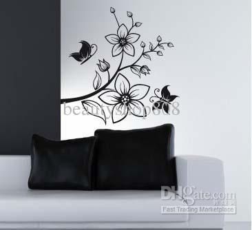 Jm7081 Wall Art Mural Flowers Pvc Wall Papers Stickers Removable Pertaining To Flower Wall Art (View 1 of 10)