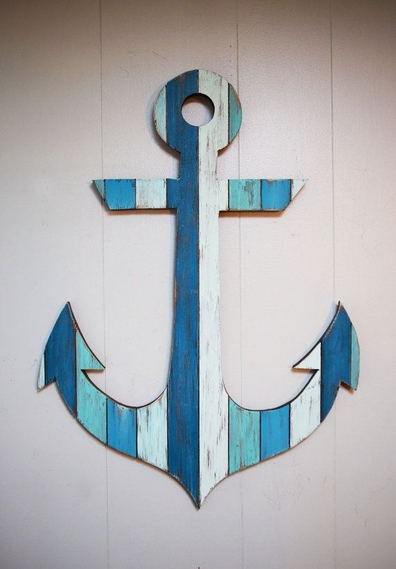 Painted Anchor Wall Art 29" | Wood Crafts | Pinterest | Anchor Wall Pertaining To Anchor Wall Art (Photo 1 of 10)