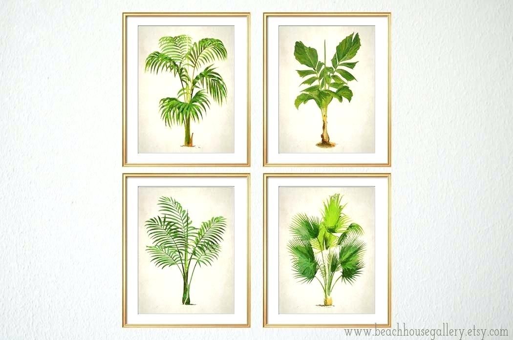 Palm Tree Print Palm Tree Wall Decor Palm Print Set Of 4 Botanical With Palm Tree Wall Art (View 9 of 10)