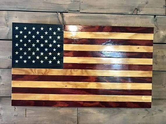 Rustic American Flag Decor Rustic Flag Military Veteran Made Wood Pertaining To Rustic American Flag Wall Art (View 6 of 10)