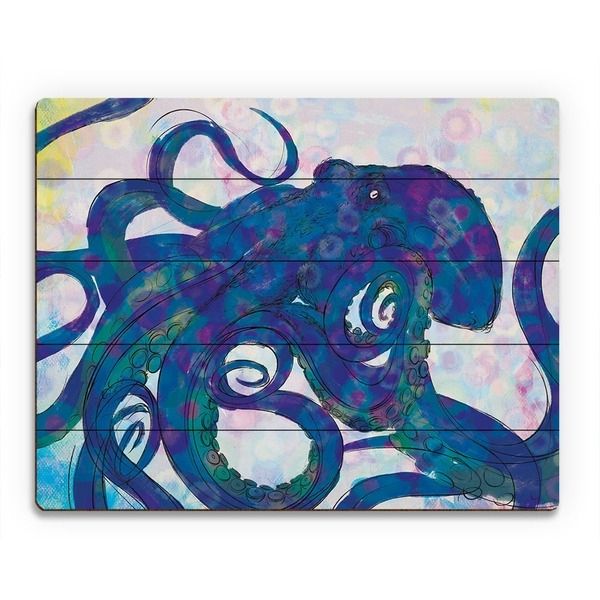 Shop Indigo Octopus Wall Art On Wood – On Sale – Free Shipping Today Within Octopus Wall Art (View 6 of 10)