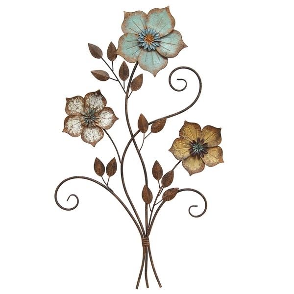 Shop Stratton Home Decor Tricolor Metal Flower Wall Art – Free Within Metal Flowers Wall Art (Photo 1 of 10)