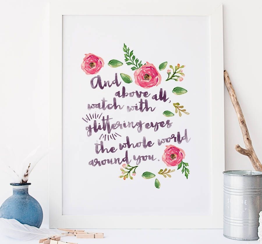 Typographic Quote Floral Wall Art Printrory & The Bean Regarding Floral Wall Art (View 2 of 10)