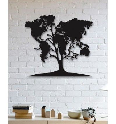 Unique Custom Designed Wall Decoration Product,world Map On Tree Inside Wall Tree Art (View 10 of 10)