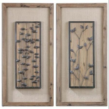 Wall Art Design Framed Metal Wall Art Rectangle Brown Set Of 2 Pertaining To Set Of 2 Framed Wall Art (View 6 of 10)