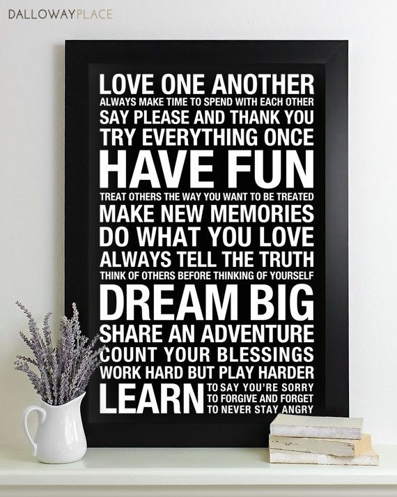 Wall Art Family Rules Sign Subway – House Rules Playroom Print In Family Rules Wall Art (View 3 of 10)
