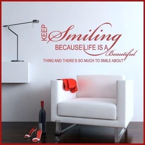 Word Wall Stickers Fantastic Word Wall Art Home Decor Keep Smiling With Regard To Word Wall Art (View 10 of 10)