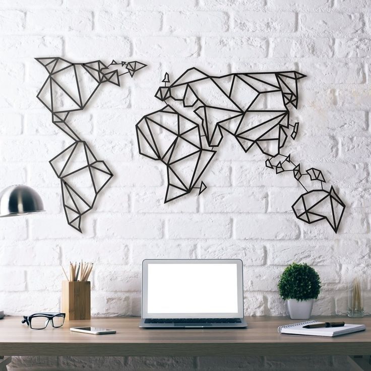 World Map Metal Wall Art | Products To Buy | Pinterest | Steel Throughout Art Wall Decor (Photo 1 of 10)