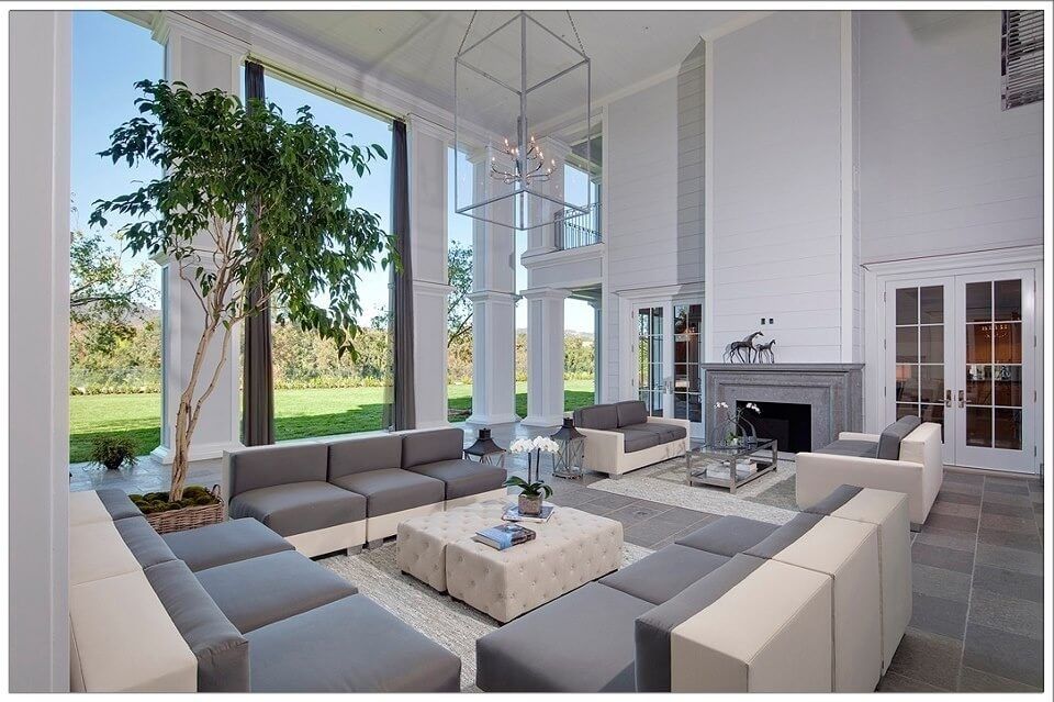 50 Beautiful Living Rooms With Ottoman Coffee Tables In 2 Tone Grey And White Marble Coffee Tables (Photo 15 of 40)