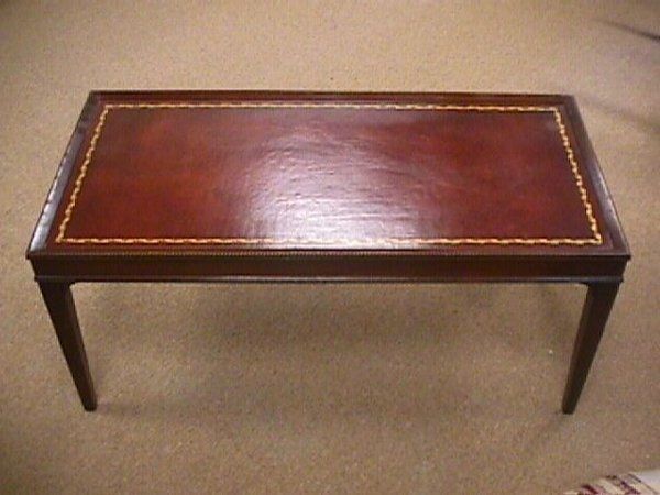 83: 1950's Vintage Leather Top Coffee Table On | Antique Furniture Pertaining To Large Scale Chinese Farmhouse Coffee Tables (View 21 of 40)