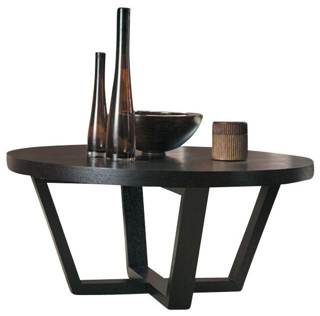 Allan Copley Designs Andy Round Cocktail Table In Black On Oak Within Allen Cocktail Tables (View 22 of 40)