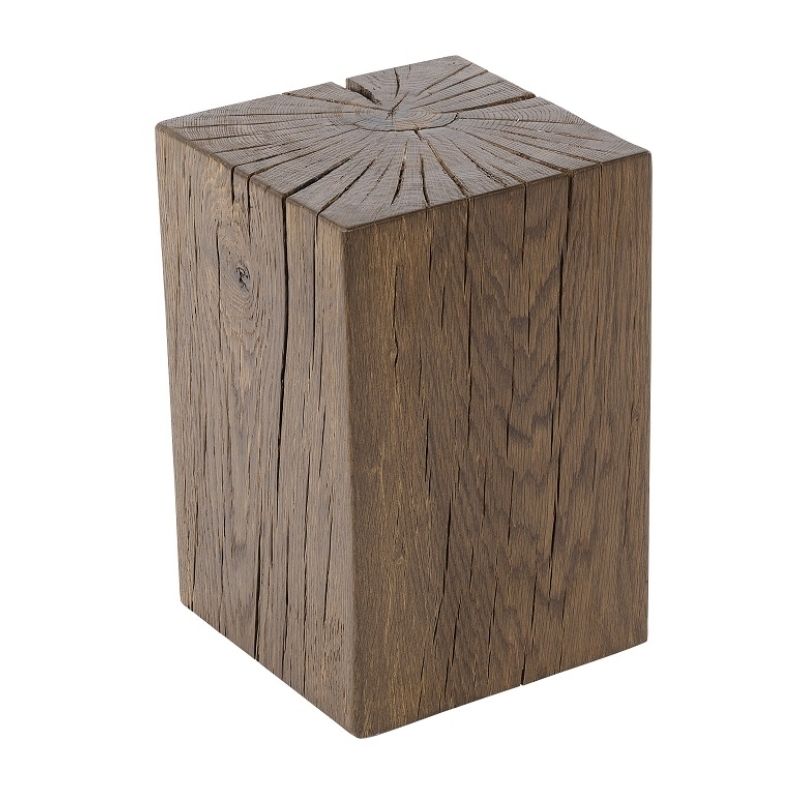 Artega Smoked Oak Block Wooden Low Stool | Interior Secrets With Smoked Oak Side Tables (View 5 of 40)