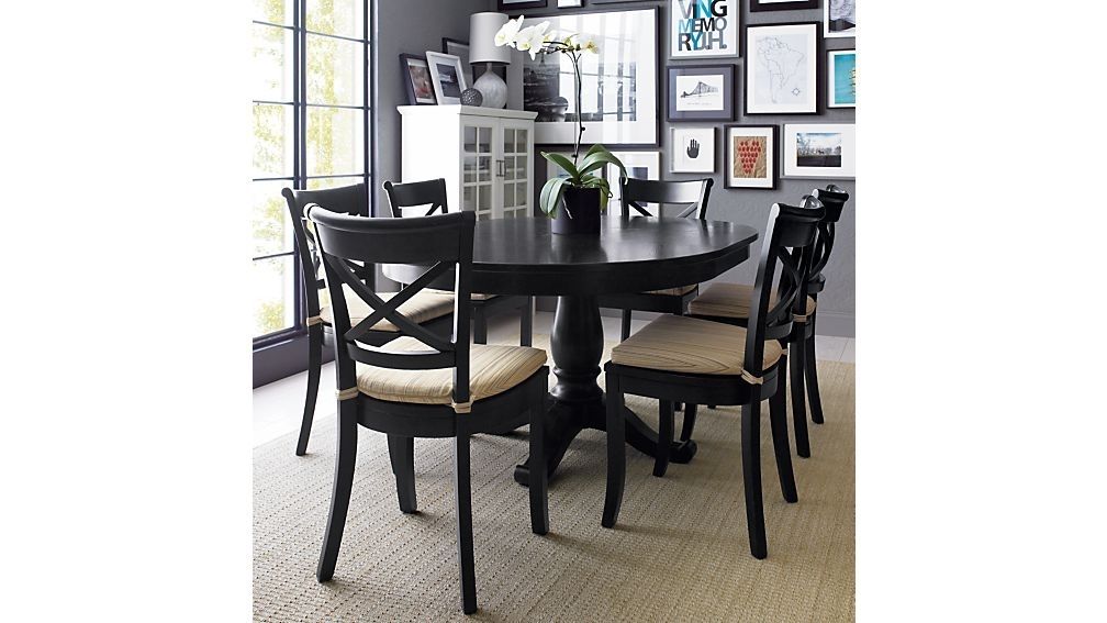 Avalon 45" Black Round Extension Dining Table + Reviews | Crate And For Flat Black And Cobre Coffee Tables (Photo 25 of 40)