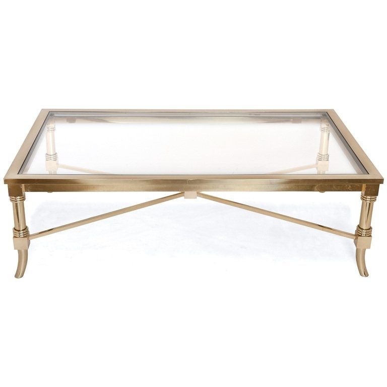 Brass Glass Coffee Table For Fancy Glass And Brass Coffee Table Intended For Rectangular Coffee Tables With Brass Legs (View 33 of 40)
