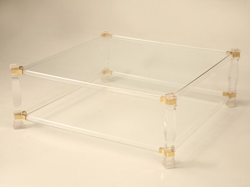 Coffee Table: Cotemporary Design Iucite And Glass Coffee Table Regarding Acrylic Glass And Brass Coffee Tables (View 6 of 40)