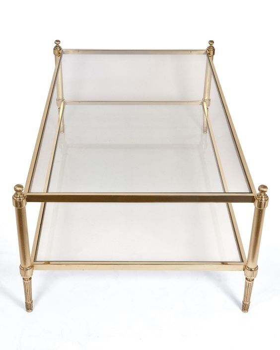 Coffee Table: Enchanting Brass And Glass Coffee Table For Your Home Throughout Rectangular Coffee Tables With Brass Legs (View 14 of 40)