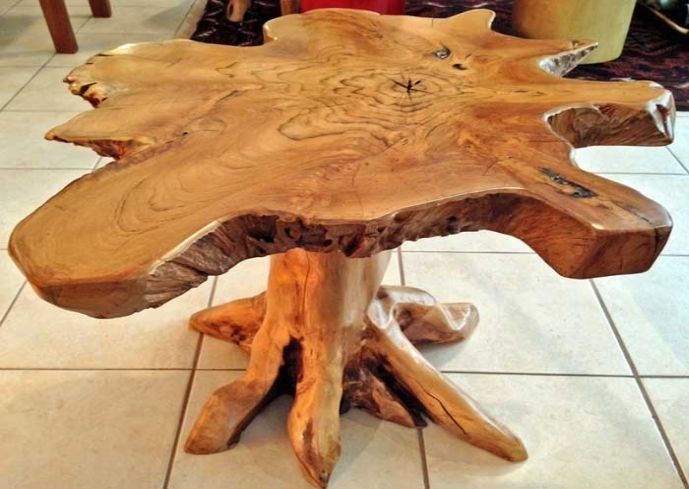 Coffee Table: Top Natural Wood Coffee Table Vintage Style Rustic Throughout Sliced Trunk Coffee Tables (View 25 of 40)