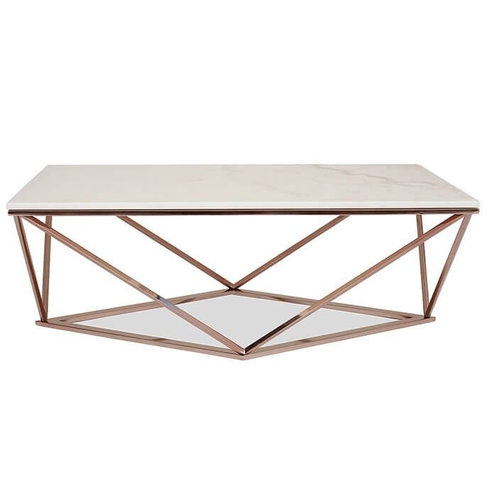 Contemporary Gold Coffee Table Throughout Aria Rose With White With Regard To Cuff Hammered Gold Coffee Tables (View 10 of 40)