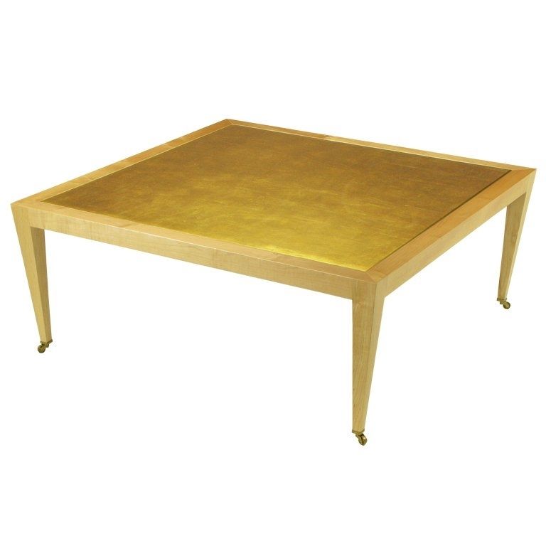 Donghia Square Flame Maple And Gold Leaf Coffee Table For Sale At Within Gold Leaf Collection Coffee Tables (Photo 1 of 40)