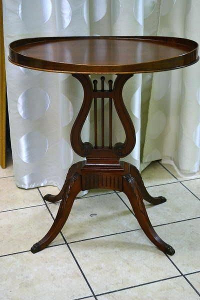 Duncan Phyfe End Table Small Mahogany Harp Tablewonderful With Regard To Lyre Coffee Tables (View 22 of 40)