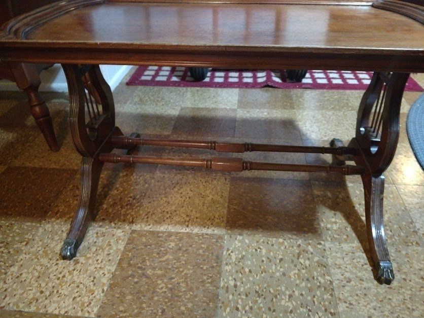 Duncan Phyfe Lyre Harp Coffee Table | My Antique Furniture Collection Inside Lyre Coffee Tables (View 37 of 40)