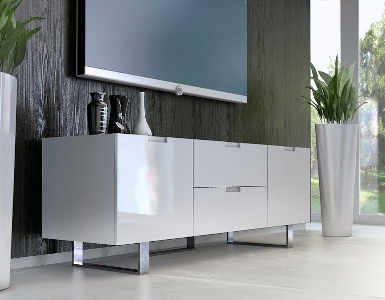Elba White Lacquer Modern Tv Stands | Contemporary Tv Stands In Elba Ottoman Coffee Tables (View 33 of 40)