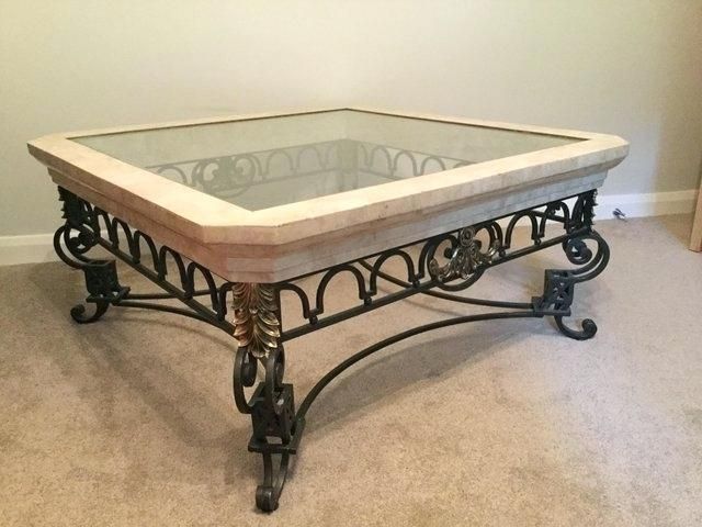 Elegant Glass Coffee Table In Iron Marble Coffee Tables (View 23 of 40)