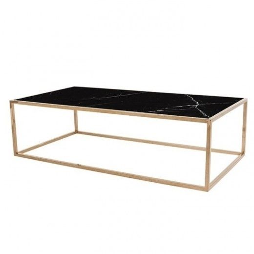 Elle Cube Coffee Table Black Marble & Brass | Tables | Coffee Tables Throughout Brass Iron Cube Tables (View 10 of 40)
