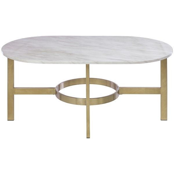 Faux White Marble Coffee Table | Wayfair Inside Slab Large Marble Coffee Tables With Brass Base (View 24 of 40)