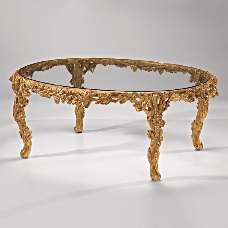 French Carved Gilt Faux Bois Oval Coffee Table | Products With Regard To Faux Bois Coffee Tables (View 15 of 40)
