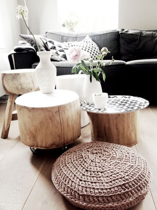 Furnitures : Cozy Room With Round Reclaimed Tree Trunk Coffee Table Regarding Natural Wheel Coffee Tables (Photo 31 of 40)