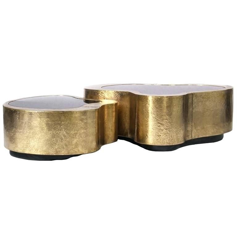 Gold Hammered Coffee Table Set Of Two Hammered Brass Glass Coffee Within Cuff Hammered Gold Coffee Tables (View 4 of 40)