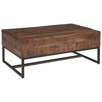 Hirvanton – Warm Brown – Lift Top Cocktail Table | T842 9 | Cocktail For Tillman Rectangle Lift Top Cocktail Tables (View 27 of 40)