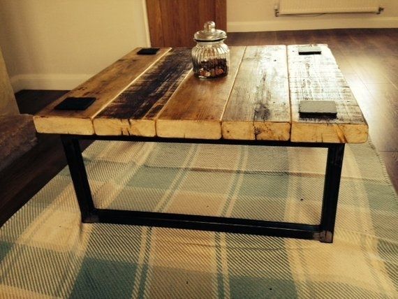 Industrial Mill Style Reclaimed Wood Coffee Table | Etsy Throughout Mill Large Coffee Tables (View 32 of 40)