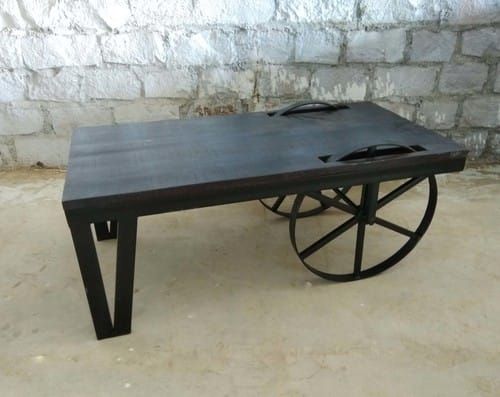 Industrial Vintage Wheel Coffee Table – Industrial Vintage Wheel Inside Iron Wood Coffee Tables With Wheels (View 32 of 40)