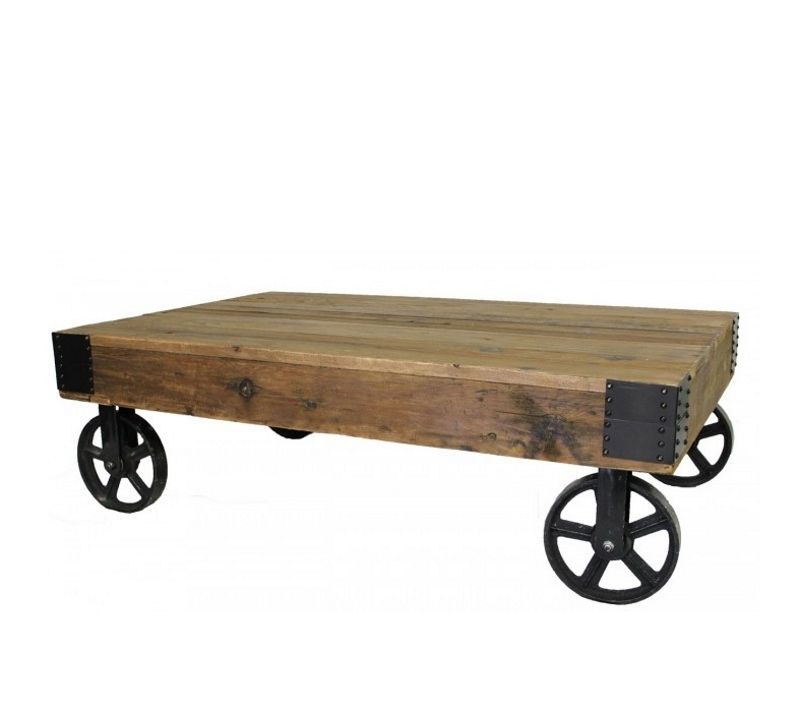 Large Industrial Mill Cart Coffee Table | Farmhouse And Cottage Intended For Mill Large Coffee Tables (View 15 of 40)
