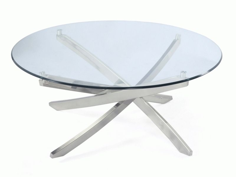 Magnussen Zila Round Cocktail Table In Brushed Nickel With Torrin Round Cocktail Tables (View 2 of 40)