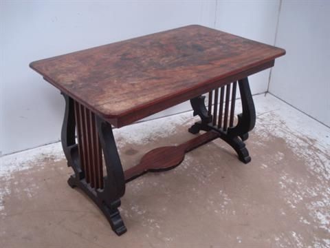 Mahogany Coffee Table Supported On Lyre Harp Ends Pertaining To Lyre Coffee Tables (View 1 of 40)