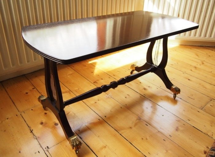 Mahogany Lyre Coffee Table With Glass Top For Sale In Glenageary With Regard To Lyre Coffee Tables (View 26 of 40)
