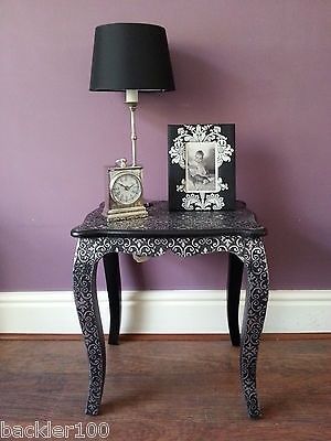 Marrakesh Style Lamp Side Table Black Silver Embossed Wood Small Pertaining To Marrakesh Side Tables (View 36 of 40)
