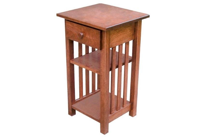 Mission Phone Stand End Table With Drawer Throughout Small Drawers Inside White Wash 2 Drawer/1 Door Coffee Tables (Photo 40 of 40)