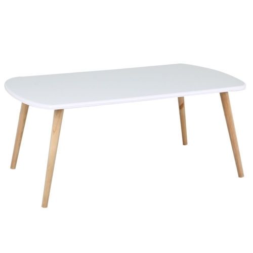 Modern Pine Coffee Table White Gloss Table Top Natural Wood Legs Pertaining To Natural Pine Coffee Tables (View 11 of 40)