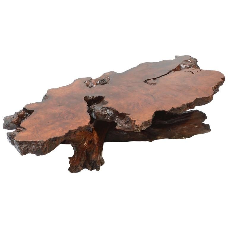 Nakashima Style Natural Burl Wood Stump Coffee Table For Sale At With Regard To Oslo Burl Wood Veneer Coffee Tables (View 24 of 40)