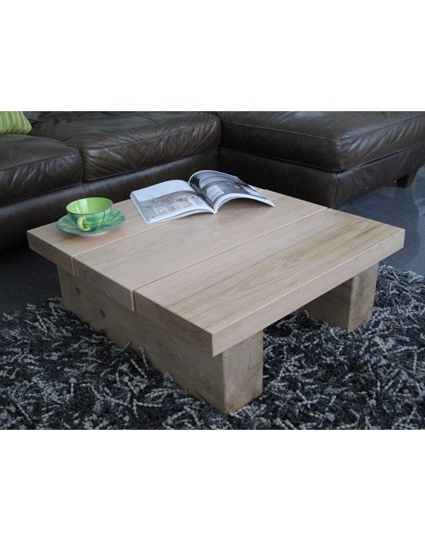 Natural Solid Oak 3 Board Square Coffee Table, Light Oak Coffee Table Regarding Light Natural Coffee Tables (View 15 of 40)