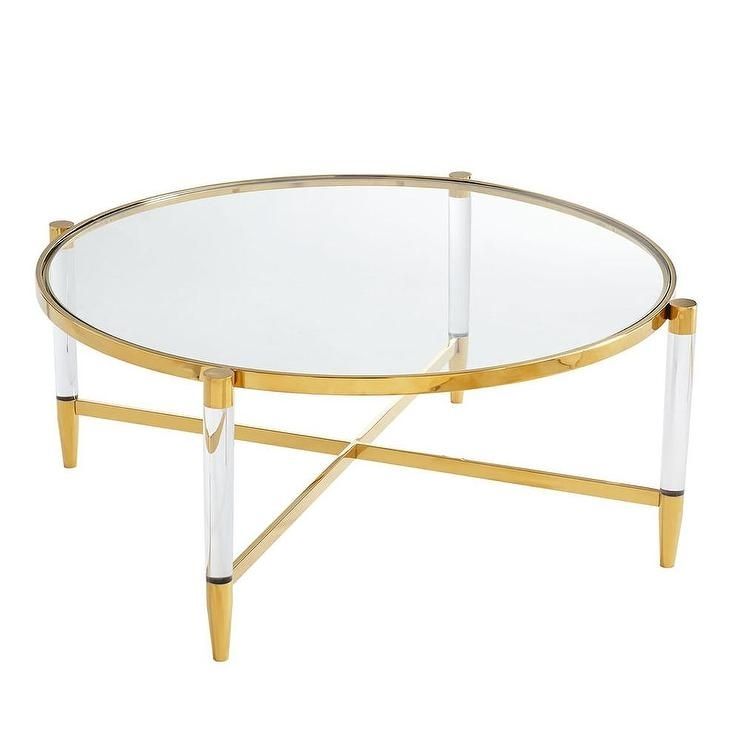 Nouveau Brass Modern Glass Coffee Table Intended For Acrylic Glass And Brass Coffee Tables (View 4 of 40)