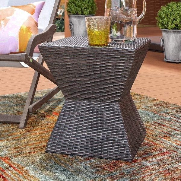Patio Small Outdoor End Tables | Wayfair With Bale Rustic Grey Round Cocktail Tables With Storage (Photo 19 of 40)
