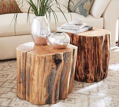 Reclaimed Wood Stump Table #potterybarn | New Home Ideas 6 Within Recycled Pine Stone Side Tables (Photo 9 of 40)