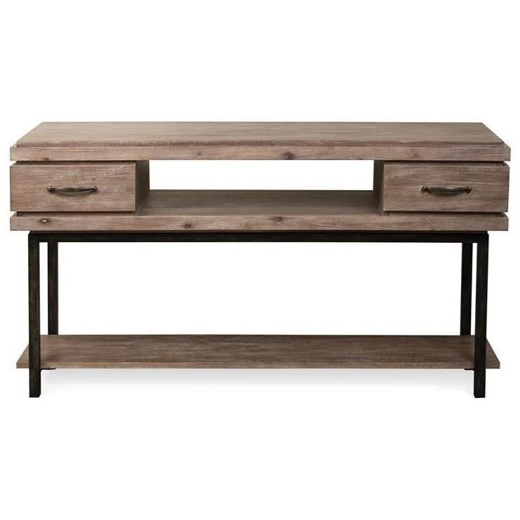 Riverside Furniture Axis 2 Drawer Console Table With Metal Frame Intended For Axis Cocktail Tables (View 24 of 40)