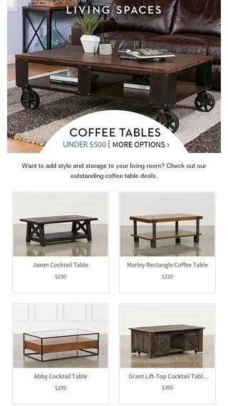 Save Big! | Coffee Tables Under $500 – Living Spaces Email Archive With Regard To Cody Expandable Cocktail Tables (View 36 of 40)
