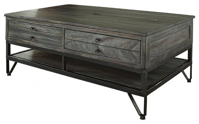 Sawyer Rustic Modern Parota Wood Coffee Table – Industrial – Coffee With Regard To Weaver Dark Rectangle Cocktail Tables (View 25 of 40)